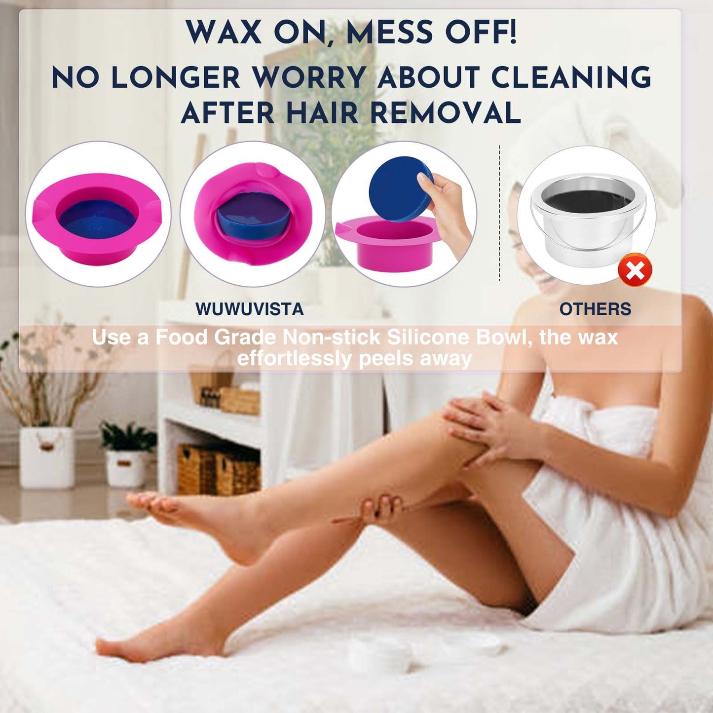 Waxing Kit WUWUVISTA 23 Items Hair Removal Wax Kit With Wax Warmer Waxing Beads For Face, Brazilian, Full Body, Bikini, Sensitiive Skin  Skin Suitable For Plugs Of American, European Specification